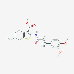molecular formula C23H27NO5S B447825 Methyl 2-{[3-(3,4-dimethoxyphenyl)acryloyl]amino}-6-ethyl-4,5,6,7-tetrahydro-1-benzothiophene-3-carboxylate 