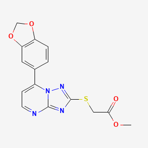 molecular formula C15H12N4O4S B4478291 methyl {[7-(1,3-benzodioxol-5-yl)[1,2,4]triazolo[1,5-a]pyrimidin-2-yl]thio}acetate 
