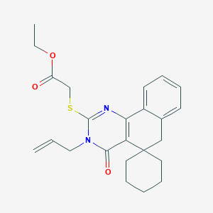 molecular formula C24H28N2O3S B447830 ethyl 2-(4-oxo-3-prop-2-enylspiro[6H-benzo[h]quinazoline-5,1'-cyclohexane]-2-yl)sulfanylacetate CAS No. 332024-47-2