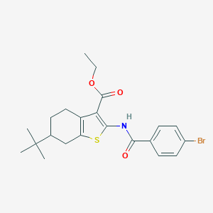 molecular formula C22H26BrNO3S B447835 Ethyl 2-[(4-bromobenzoyl)amino]-6-tert-butyl-4,5,6,7-tetrahydro-1-benzothiophene-3-carboxylate 