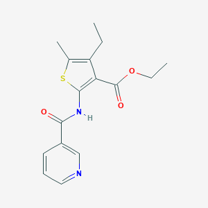 molecular formula C16H18N2O3S B447842 ETHYL 4-ETHYL-5-METHYL-2-[(3-PYRIDYLCARBONYL)AMINO]-3-THIOPHENECARBOXYLATE 