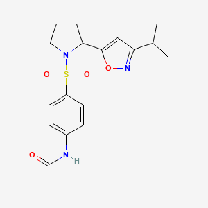 molecular formula C18H23N3O4S B4478561 N-(4-{[2-(3-isopropyl-5-isoxazolyl)-1-pyrrolidinyl]sulfonyl}phenyl)acetamide 