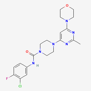 molecular formula C20H24ClFN6O2 B4478580 N-(3-chloro-4-fluorophenyl)-4-[2-methyl-6-(4-morpholinyl)-4-pyrimidinyl]-1-piperazinecarboxamide 