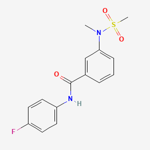 molecular formula C15H15FN2O3S B4478599 N-(4-fluorophenyl)-3-[methyl(methylsulfonyl)amino]benzamide 