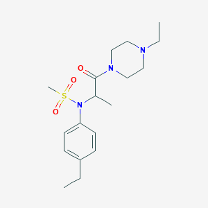 molecular formula C18H29N3O3S B4478752 N-(4-ethylphenyl)-N-[2-(4-ethyl-1-piperazinyl)-1-methyl-2-oxoethyl]methanesulfonamide 