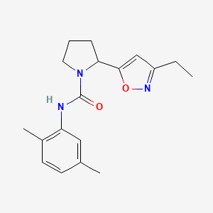 molecular formula C18H23N3O2 B4478780 N-(2,5-dimethylphenyl)-2-(3-ethyl-1,2-oxazol-5-yl)pyrrolidine-1-carboxamide 
