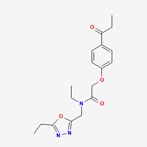 molecular formula C18H23N3O4 B4479089 N-ethyl-N-[(5-ethyl-1,3,4-oxadiazol-2-yl)methyl]-2-(4-propionylphenoxy)acetamide 