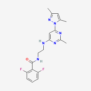 molecular formula C19H20F2N6O B4479424 N-(2-{[6-(3,5-dimethyl-1H-pyrazol-1-yl)-2-methyl-4-pyrimidinyl]amino}ethyl)-2,6-difluorobenzamide 