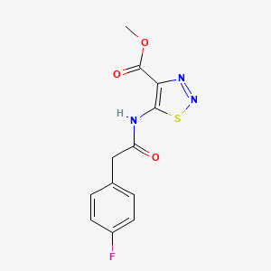 molecular formula C12H10FN3O3S B4479486 methyl 5-{[(4-fluorophenyl)acetyl]amino}-1,2,3-thiadiazole-4-carboxylate 
