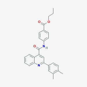 molecular formula C28H26N2O3 B447957 PROPYL 4-({[2-(3,4-DIMETHYLPHENYL)-4-QUINOLYL]CARBONYL}AMINO)BENZOATE 