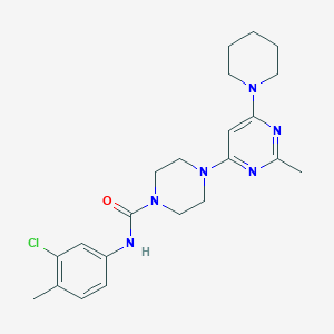molecular formula C22H29ClN6O B4479689 N-(3-chloro-4-methylphenyl)-4-[2-methyl-6-(1-piperidinyl)-4-pyrimidinyl]-1-piperazinecarboxamide 
