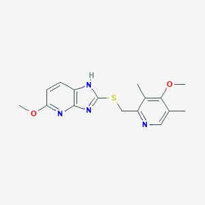 molecular formula C16H18N4O2S B044797 5-methoxy-2-[[(4-methoxy-3,5-dimethyl-2-pyridinyl)methyl]thio]-1H-imidazo[4,5b]pyridine CAS No. 113713-24-9