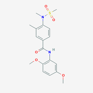 molecular formula C18H22N2O5S B4479700 N-(2,5-DIMETHOXYPHENYL)-3-METHYL-4-(N-METHYLMETHANESULFONAMIDO)BENZAMIDE 