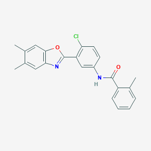 molecular formula C23H19ClN2O2 B447974 N-[4-chloro-3-(5,6-dimethyl-1,3-benzoxazol-2-yl)phenyl]-2-methylbenzamide 