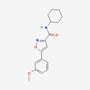 molecular formula C17H20N2O3 B4479906 N-cyclohexyl-5-(3-methoxyphenyl)-1,2-oxazole-3-carboxamide 