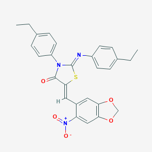 3-(4-Ethylphenyl)-2-[(4-ethylphenyl)imino]-5-({6-nitro-1,3-benzodioxol-5-yl}methylene)-1,3-thiazolidin-4-one