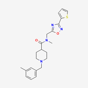molecular formula C22H26N4O2S B4479933 N-METHYL-1-[(3-METHYLPHENYL)METHYL]-N-{[3-(THIOPHEN-2-YL)-1,2,4-OXADIAZOL-5-YL]METHYL}PIPERIDINE-4-CARBOXAMIDE 