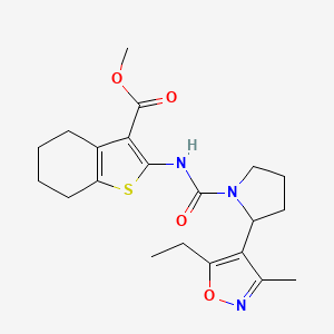 molecular formula C21H27N3O4S B4479934 Methyl 2-{[2-(5-ethyl-3-methyl-1,2-oxazol-4-YL)pyrrolidine-1-carbonyl]amino}-4,5,6,7-tetrahydro-1-benzothiophene-3-carboxylate 