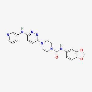 molecular formula C21H21N7O3 B4479953 N-1,3-benzodioxol-5-yl-4-[6-(3-pyridinylamino)-3-pyridazinyl]-1-piperazinecarboxamide 