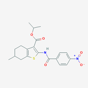 molecular formula C20H22N2O5S B447996 Isopropyl 2-({4-nitrobenzoyl}amino)-6-methyl-4,5,6,7-tetrahydro-1-benzothiophene-3-carboxylate 