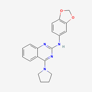 molecular formula C19H18N4O2 B4479990 N-1,3-benzodioxol-5-yl-4-(1-pyrrolidinyl)-2-quinazolinamine 