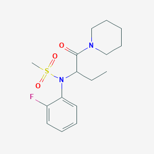 molecular formula C16H23FN2O3S B4480002 N-(2-fluorophenyl)-N-[1-oxo-1-(piperidin-1-yl)butan-2-yl]methanesulfonamide 