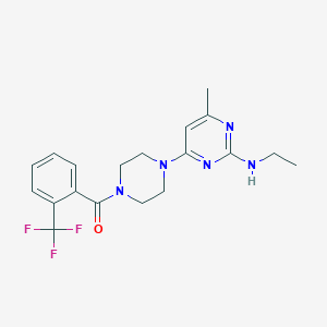 molecular formula C19H22F3N5O B4480028 N-ethyl-4-methyl-6-{4-[2-(trifluoromethyl)benzoyl]-1-piperazinyl}-2-pyrimidinamine 