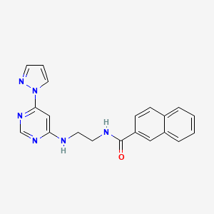 molecular formula C20H18N6O B4480251 N-(2-{[6-(1H-pyrazol-1-yl)-4-pyrimidinyl]amino}ethyl)-2-naphthamide 