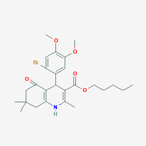molecular formula C26H34BrNO5 B448032 Pentyl 4-(2-bromo-4,5-dimethoxyphenyl)-2,7,7-trimethyl-5-oxo-1,4,5,6,7,8-hexahydroquinoline-3-carboxylate 