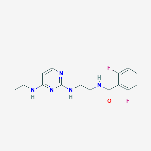 molecular formula C16H19F2N5O B4480450 N-(2-{[4-(ethylamino)-6-methyl-2-pyrimidinyl]amino}ethyl)-2,6-difluorobenzamide 