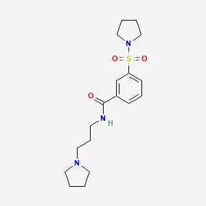 molecular formula C18H27N3O3S B4480573 N-[3-(PYRROLIDIN-1-YL)PROPYL]-3-(PYRROLIDINE-1-SULFONYL)BENZAMIDE 