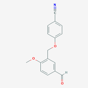 molecular formula C16H13NO3 B448065 4-[(5-Formyl-2-methoxybenzyl)oxy]benzonitrile CAS No. 438530-94-0