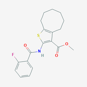 molecular formula C19H20FNO3S B448076 Methyl 2-[(2-fluorobenzoyl)amino]-4,5,6,7,8,9-hexahydrocycloocta[b]thiophene-3-carboxylate 
