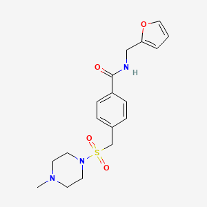 molecular formula C18H23N3O4S B4480764 N-[(FURAN-2-YL)METHYL]-4-{[(4-METHYLPIPERAZIN-1-YL)SULFONYL]METHYL}BENZAMIDE 