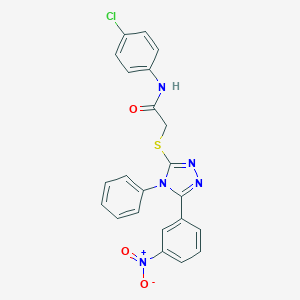 molecular formula C22H16ClN5O3S B448077 N-(4-chlorophenyl)-2-{[5-(3-nitrophenyl)-4-phenyl-4H-1,2,4-triazol-3-yl]sulfanyl}acetamide 