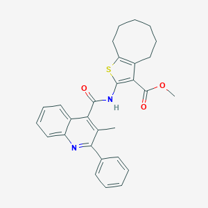 molecular formula C29H28N2O3S B448085 Methyl 2-{[(3-methyl-2-phenyl-4-quinolinyl)carbonyl]amino}-4,5,6,7,8,9-hexahydrocycloocta[b]thiophene-3-carboxylate 