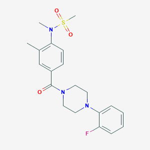 molecular formula C20H24FN3O3S B4480939 N-{4-[4-(2-FLUOROPHENYL)PIPERAZINE-1-CARBONYL]-2-METHYLPHENYL}-N-METHYLMETHANESULFONAMIDE 