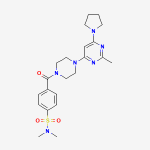 molecular formula C22H30N6O3S B4480980 N,N-dimethyl-4-({4-[2-methyl-6-(1-pyrrolidinyl)-4-pyrimidinyl]-1-piperazinyl}carbonyl)benzenesulfonamide 
