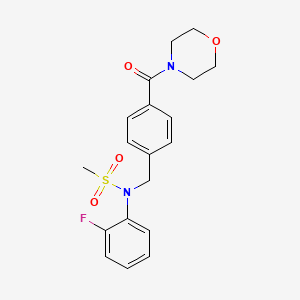molecular formula C19H21FN2O4S B4481041 N-(2-FLUOROPHENYL)-N-{[4-(MORPHOLINE-4-CARBONYL)PHENYL]METHYL}METHANESULFONAMIDE 