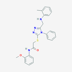 molecular formula C25H25N5O2S B448106 N-(2-methoxyphenyl)-2-{[4-phenyl-5-(2-toluidinomethyl)-4H-1,2,4-triazol-3-yl]sulfanyl}acetamide 