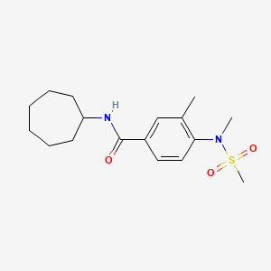 molecular formula C17H26N2O3S B4481078 N-CYCLOHEPTYL-3-METHYL-4-(N-METHYLMETHANESULFONAMIDO)BENZAMIDE 