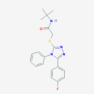 molecular formula C20H21FN4OS B448111 N~1~-(TERT-BUTYL)-2-{[5-(4-FLUOROPHENYL)-4-PHENYL-4H-1,2,4-TRIAZOL-3-YL]SULFANYL}ACETAMIDE 