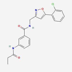 molecular formula C20H18ClN3O3 B4481296 N-{[5-(2-chlorophenyl)isoxazol-3-yl]methyl}-3-(propionylamino)benzamide 