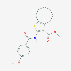 molecular formula C20H23NO4S B448134 Methyl 2-[(4-methoxybenzoyl)amino]-4,5,6,7,8,9-hexahydrocycloocta[b]thiophene-3-carboxylate 