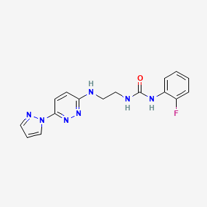molecular formula C16H16FN7O B4481478 N-(2-fluorophenyl)-N'-(2-{[6-(1H-pyrazol-1-yl)-3-pyridazinyl]amino}ethyl)urea 