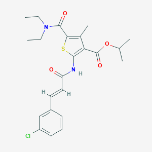 molecular formula C23H27ClN2O4S B448150 Isopropyl 2-{[3-(3-chlorophenyl)acryloyl]amino}-5-[(diethylamino)carbonyl]-4-methyl-3-thiophenecarboxylate 