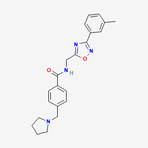 molecular formula C22H24N4O2 B4481547 N-{[3-(3-methylphenyl)-1,2,4-oxadiazol-5-yl]methyl}-4-(1-pyrrolidinylmethyl)benzamide 