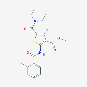 molecular formula C20H24N2O4S B448170 methyl 5-[(diethylamino)carbonyl]-4-methyl-2-[(2-methylbenzoyl)amino]-3-thiophenecarboxylate 