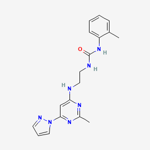 molecular formula C18H21N7O B4481810 N-(2-methylphenyl)-N'-(2-{[2-methyl-6-(1H-pyrazol-1-yl)-4-pyrimidinyl]amino}ethyl)urea 