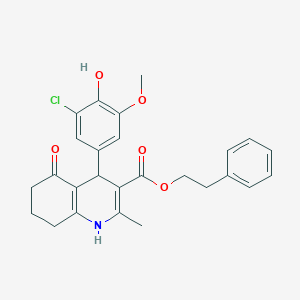 2-Phenylethyl 4-(3-chloro-4-hydroxy-5-methoxyphenyl)-2-methyl-5-oxo-1,4,5,6,7,8-hexahydroquinoline-3-carboxylate